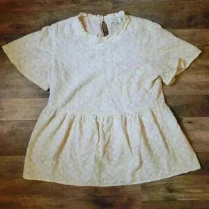 Roolee Flower Embroidered Blouse Size Medium